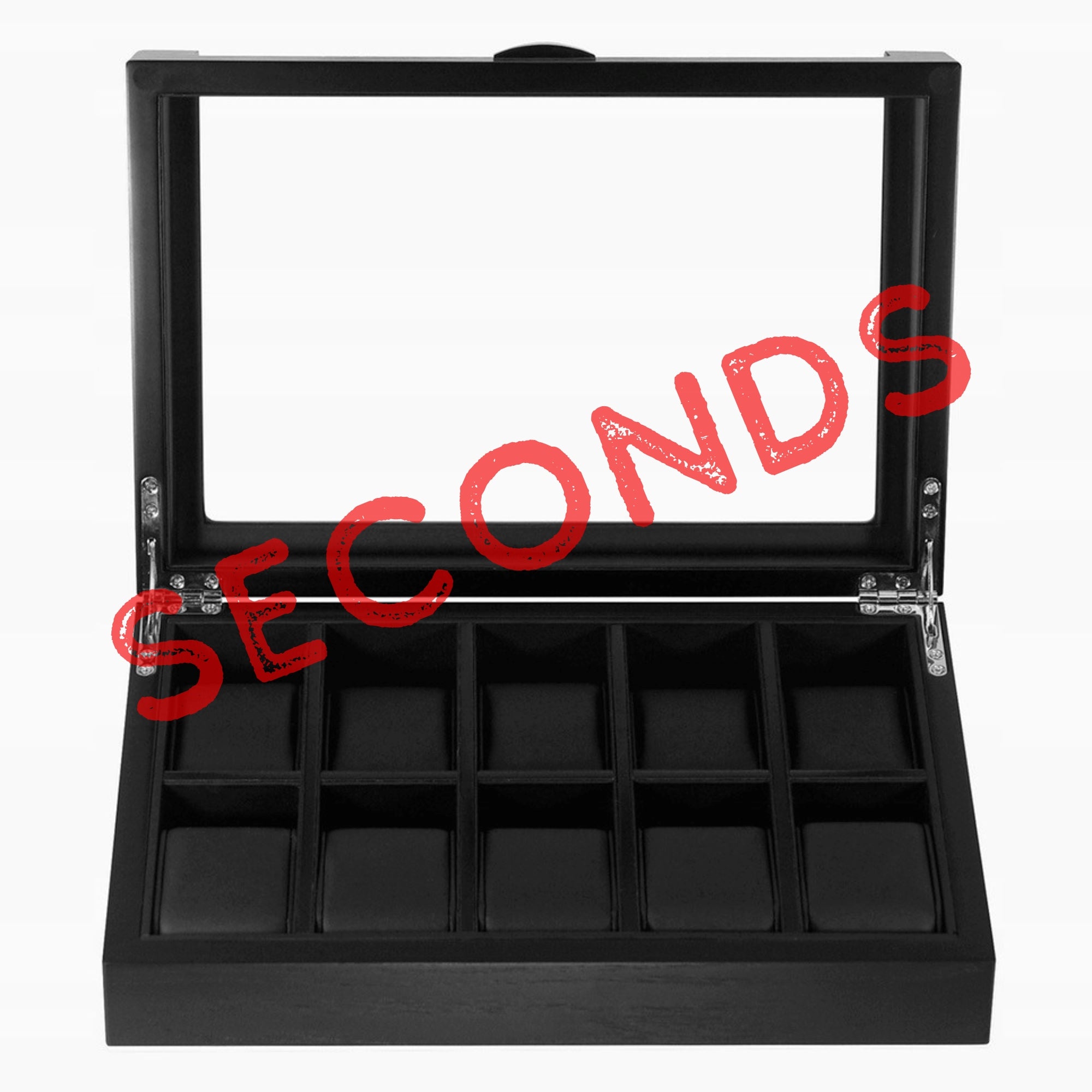 Seconds - Black Wooden Watch Box for 10 Watches (a)