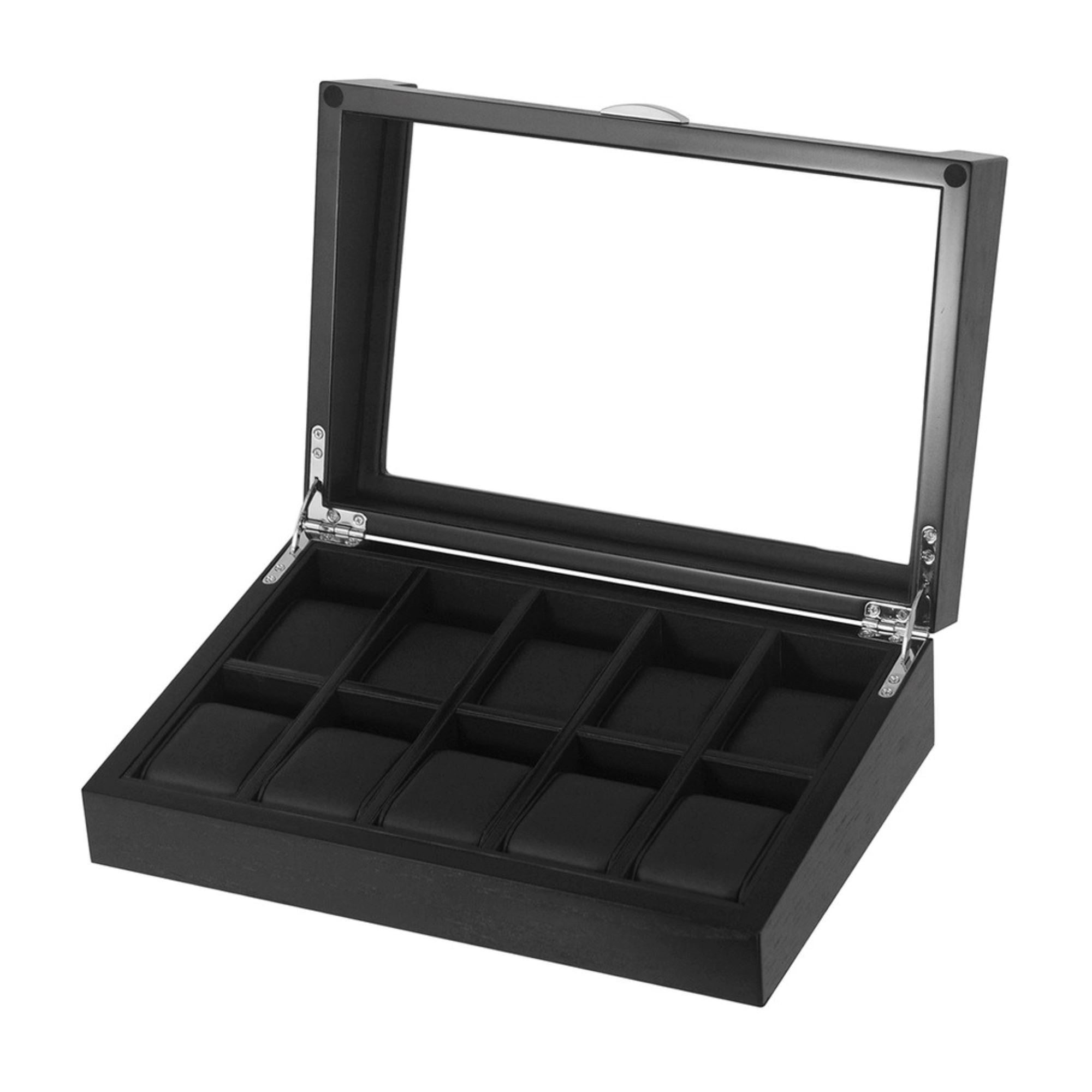 Seconds - Black Wooden Watch Box for 10 Watches (a)