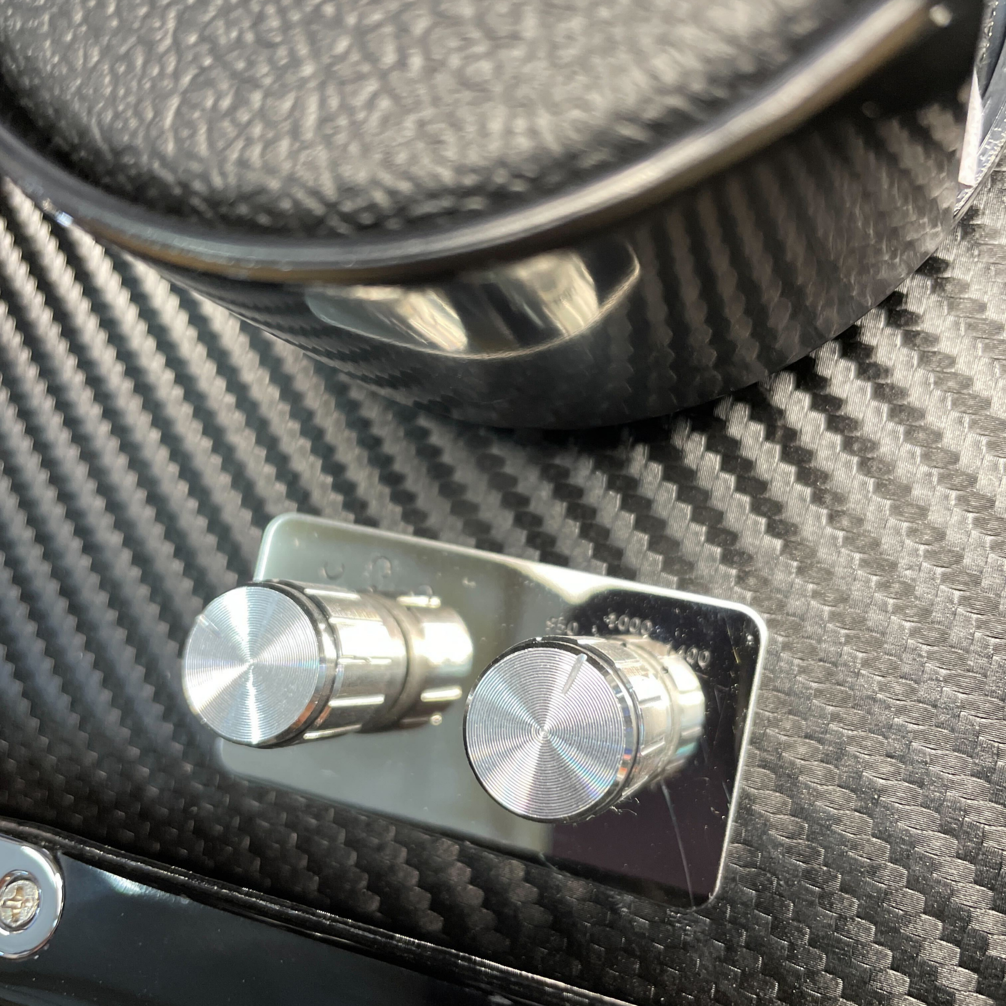 Seconds - Waratah Black Carbon Fibre Watch Winder Box for 2 Watches (g)