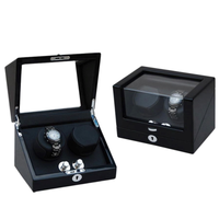 Seconds - Waratah Black Carbon Fibre Watch Winder Box for 2 Watches (g)