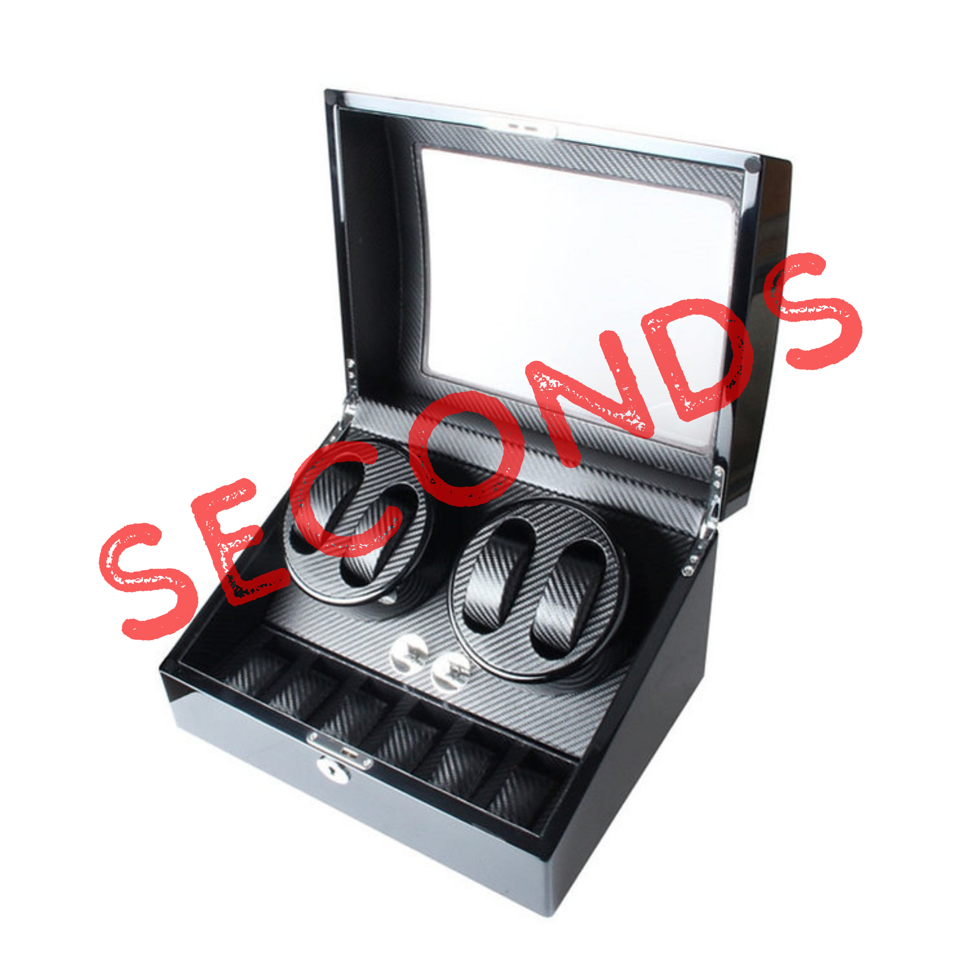 Seconds - Avoca Watch Winder Box 4 + 6 Watches in Black - Carbon Fibre Interior (Old Model)