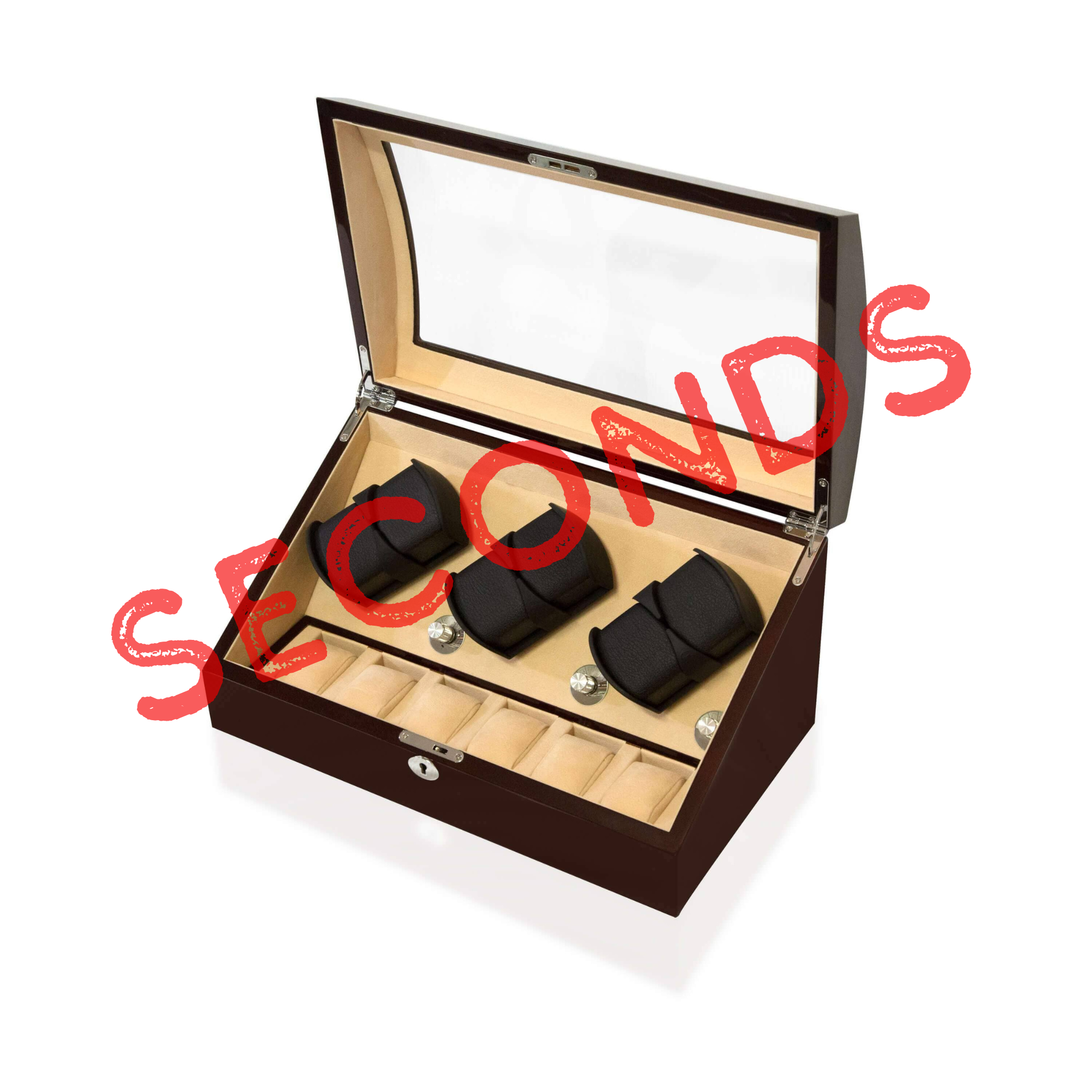 Seconds - Avoca Watch Winder Box 6 + 6 Watches in Mahogany (f)