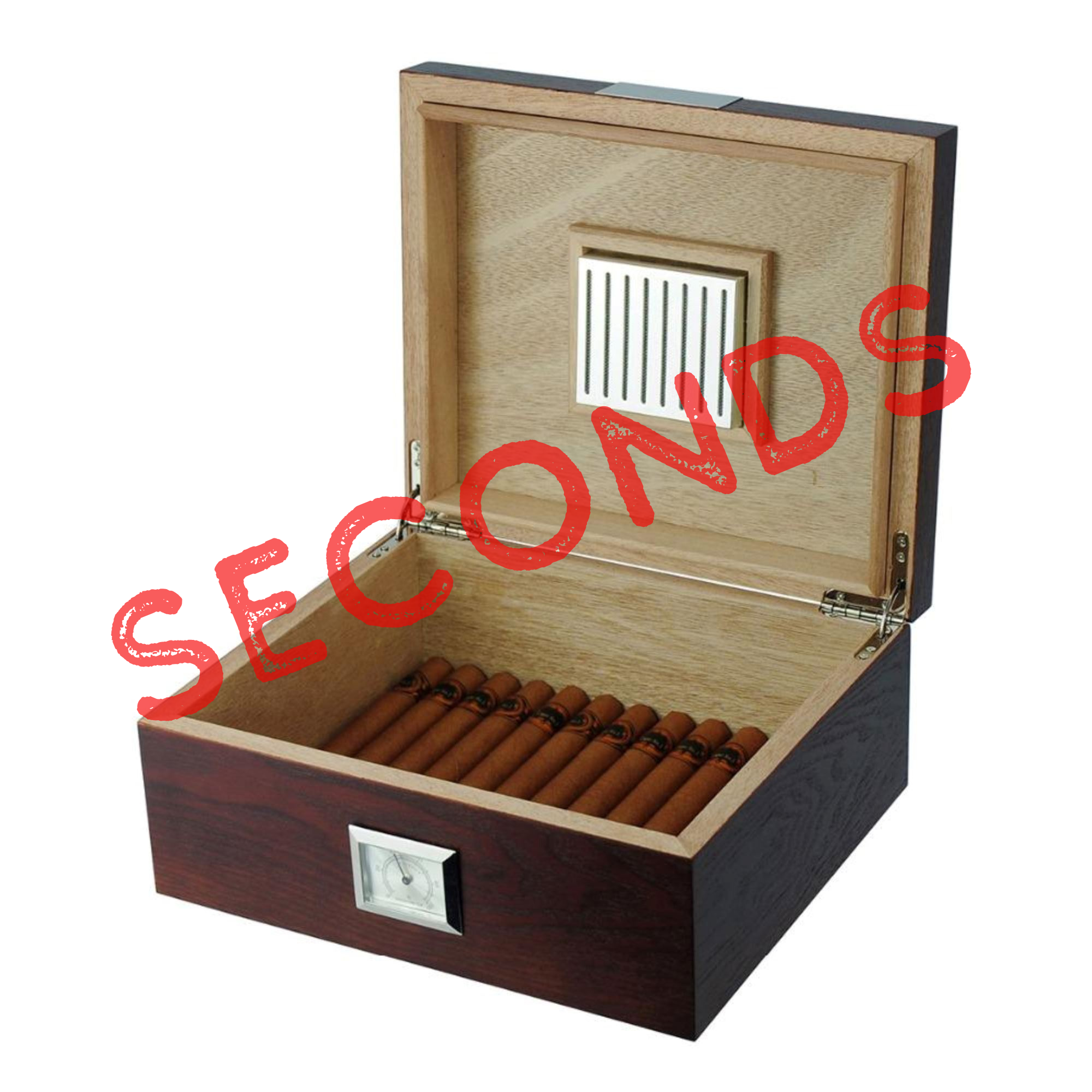 Seconds - 25 CT Dark Cherry Cigar Humidor Mahogany Lining Box for Cigars
