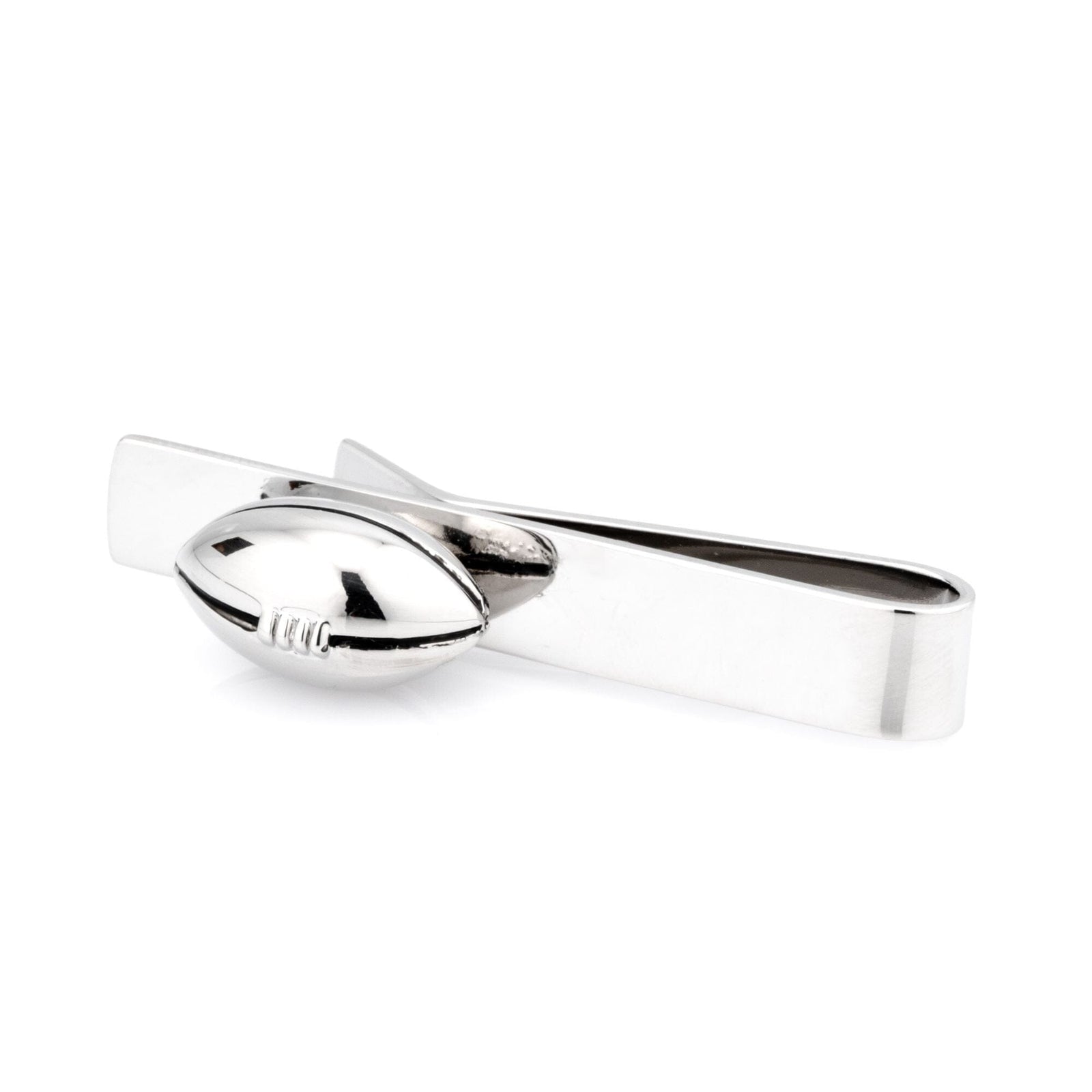 Footy / Rugby Silver Football Tie Bar Tie Clips Clinks 