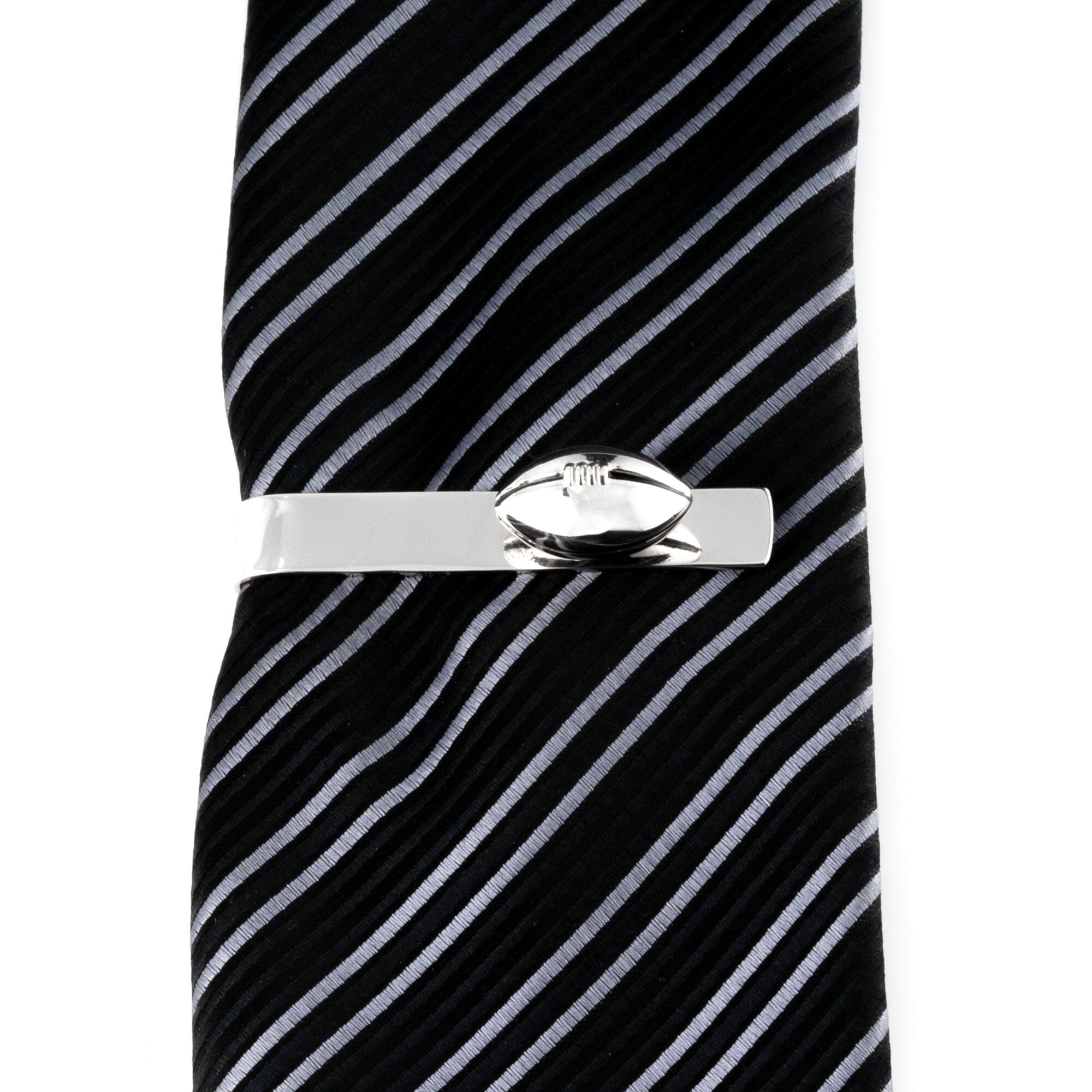 Footy / Rugby Silver Football Tie Bar Tie Clips Clinks 