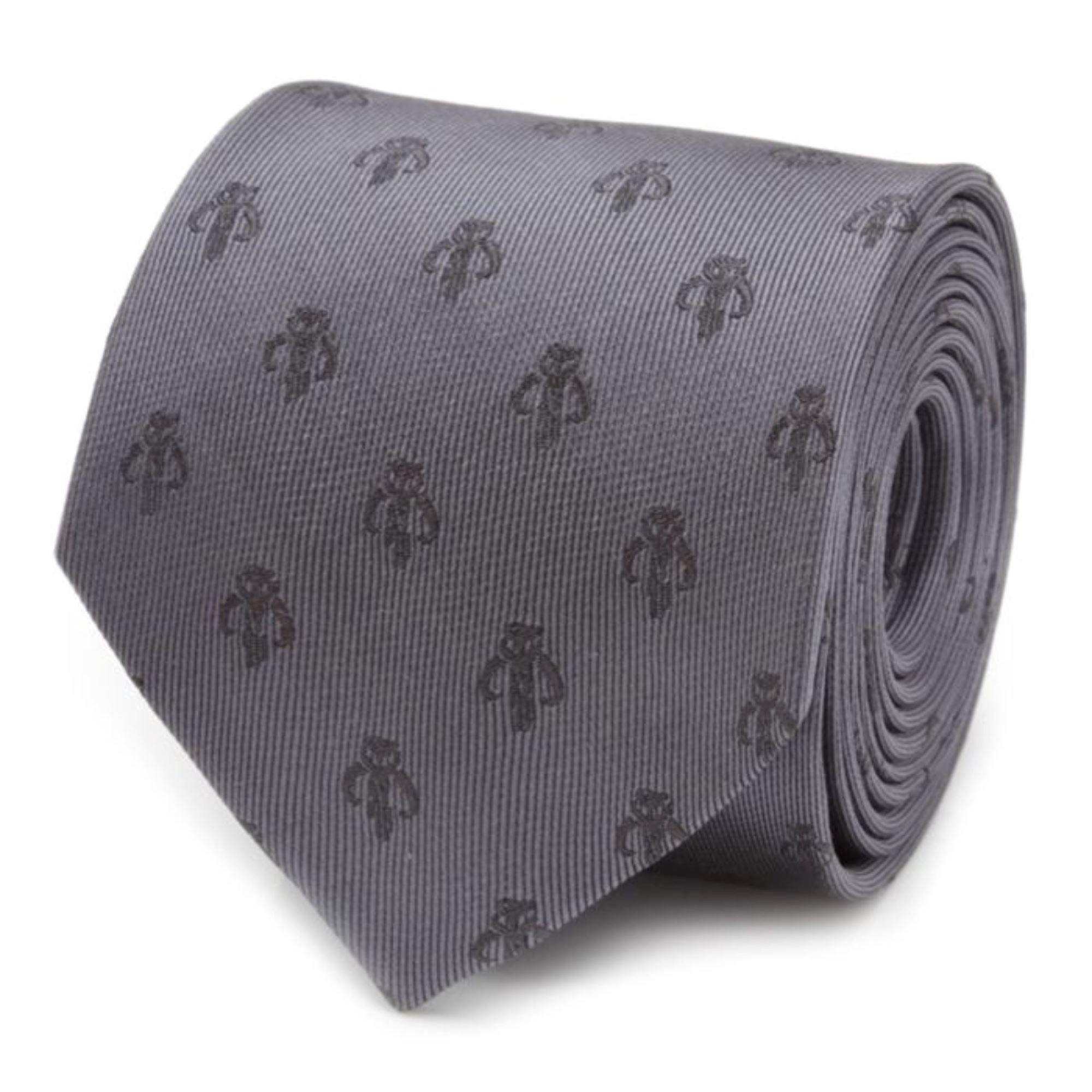 Mandalorian Star Wars Gray Silk Men's Tie Ties Star Wars 