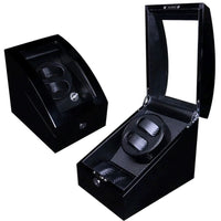 Avoca Watch Winder Box for 2 + 2 Watches in Black Watch Winder Boxes Clinks