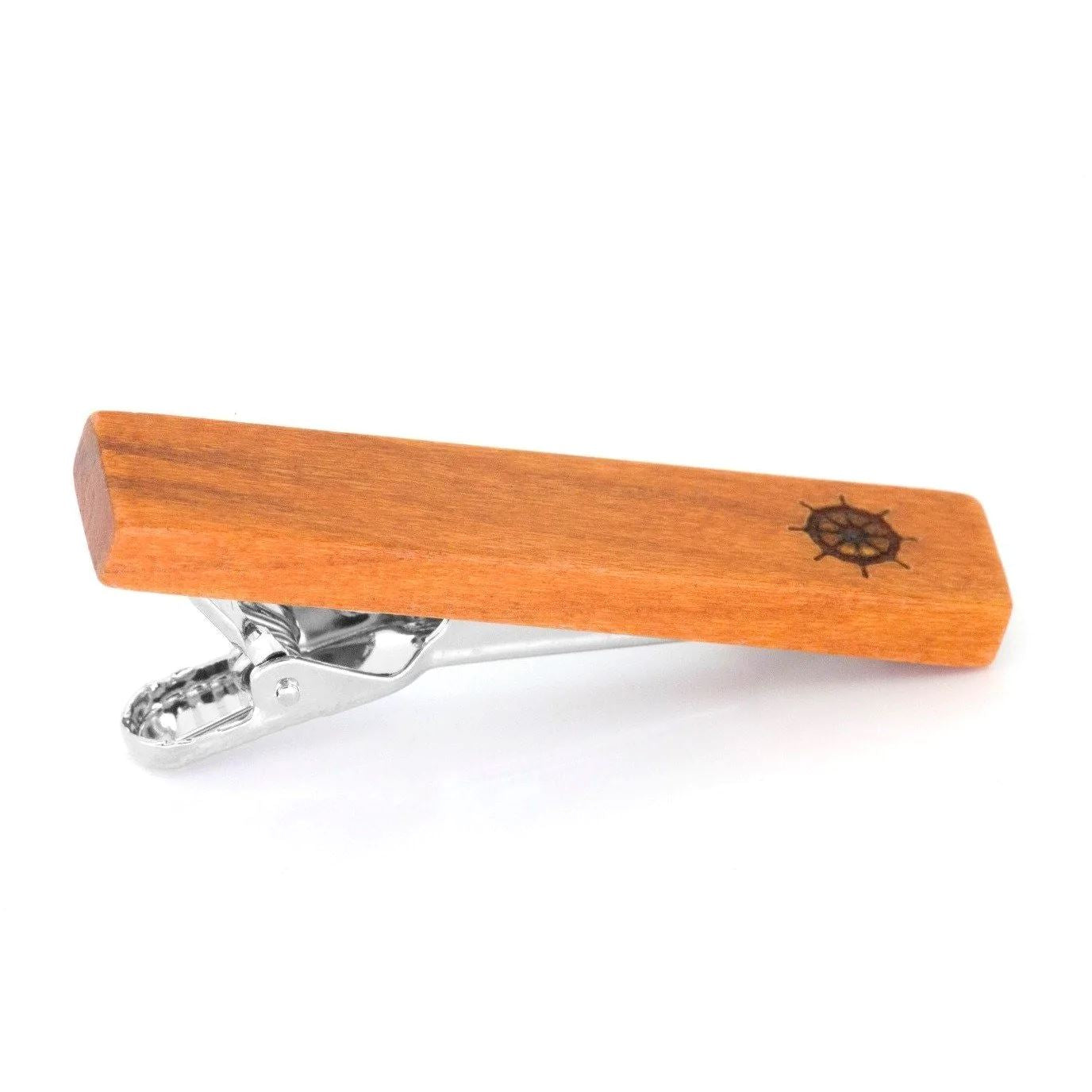Wood Ships Wheel Stamp Tie Clip Tie Clips Clinks 