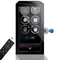 Yarra Watch Winder for 6 Watches + Drawer with Fingerprint Lock Watch Winder Boxes Clinks