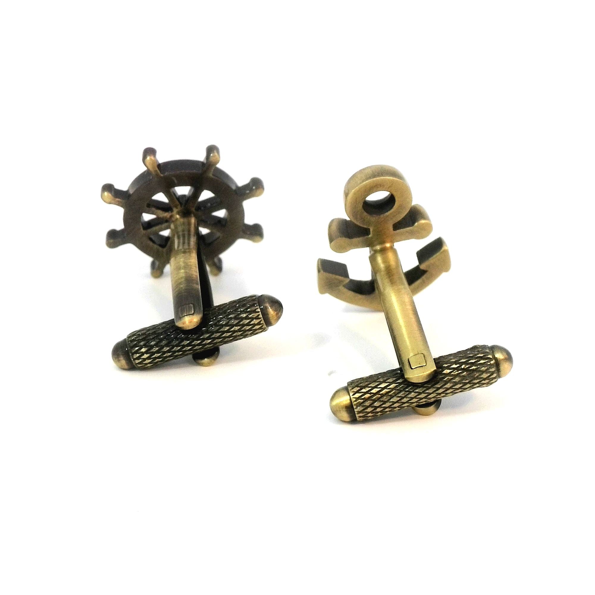 Ship Anchor Wheels Burnished Gold Cufflinks Novelty Cufflinks Clinks Australia 