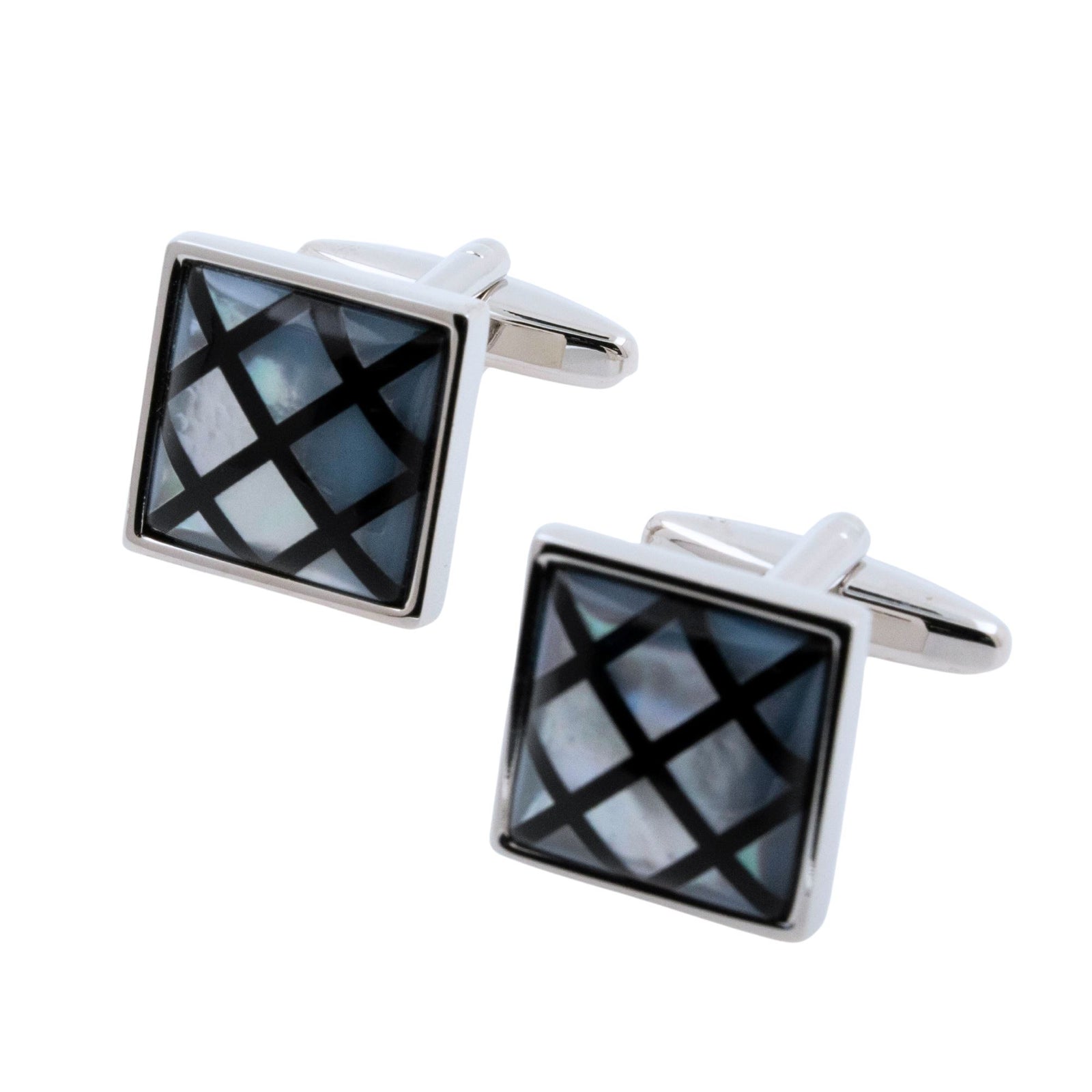 Black Crisscross on Mother of Pearl Cufflinks Classic & Modern Cufflinks Clinks Australia 