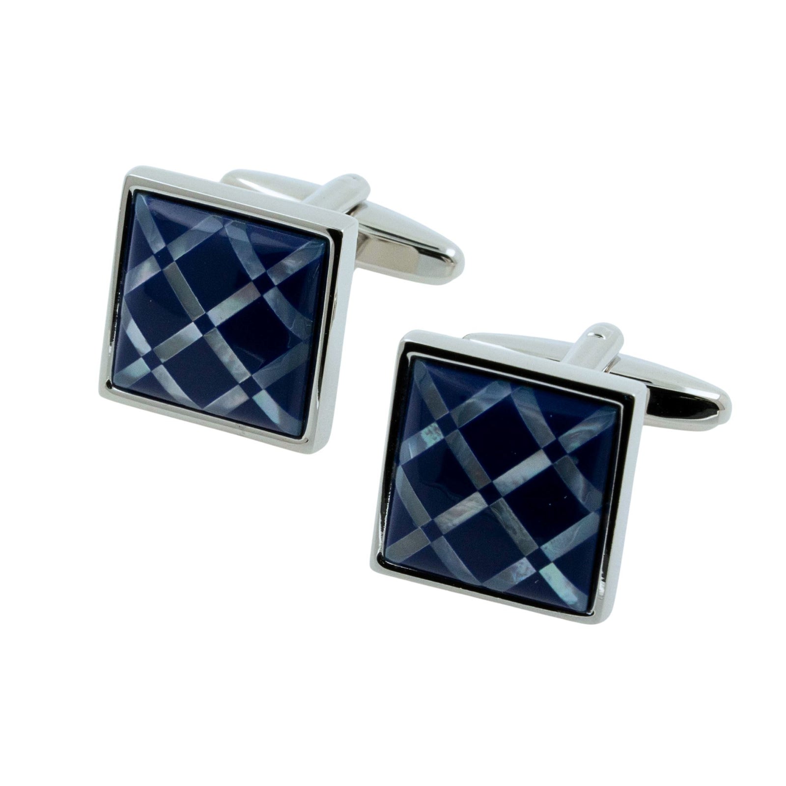 Navy Blue Tile on Mother of Pearl Cufflinks Classic & Modern Cufflinks Clinks Australia 