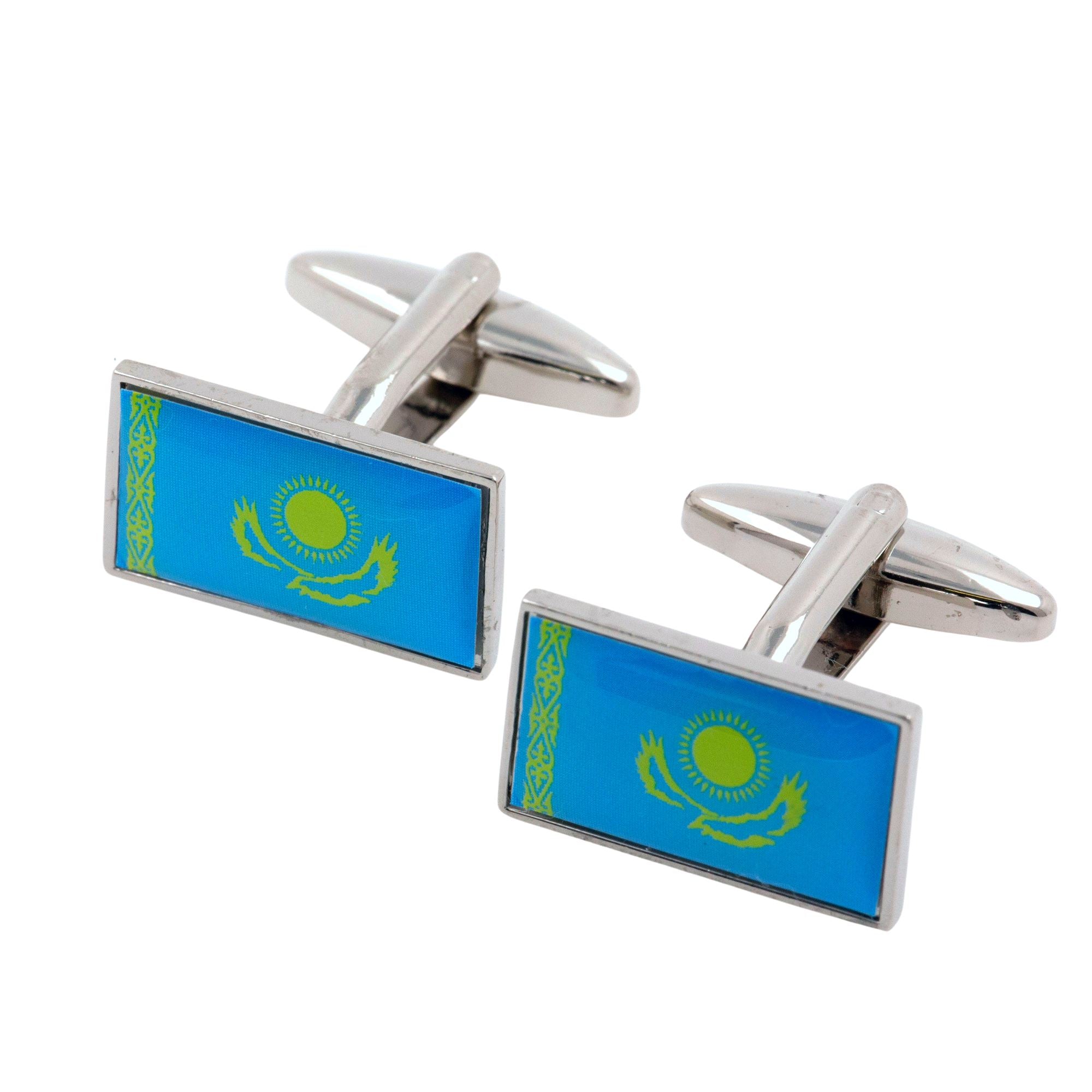 Flag of Kazakhstan Cufflinks Novelty Cufflinks Clinks 
