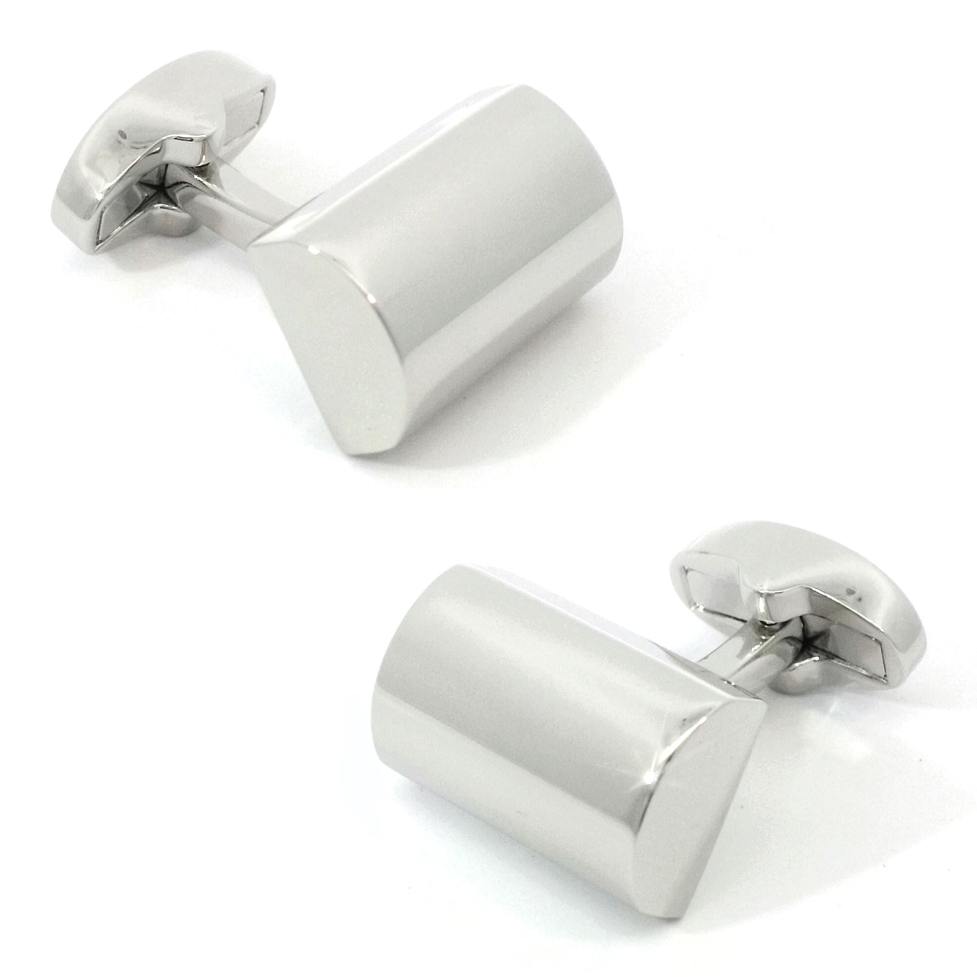 Shiny Silver Cylindrical Segment Cufflinks Classic & Modern Cufflinks Clinks Australia 