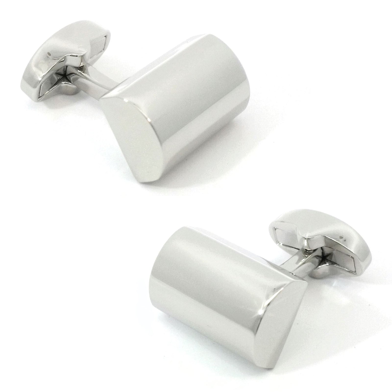 Shiny Silver Cylindrical Segment Cufflinks Classic & Modern Cufflinks Clinks Australia 