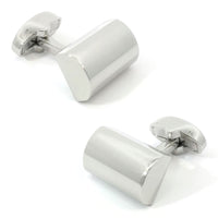 Shiny Silver Cylindrical Segment Cufflinks Classic & Modern Cufflinks Clinks Australia