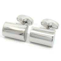 Shiny Silver Cylindrical Segment Cufflinks Classic & Modern Cufflinks Clinks Australia