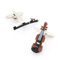 Colour Violin and Bow Cufflinks Novelty Cufflinks Clinks Australia Colour Violin and Bow Cufflinks