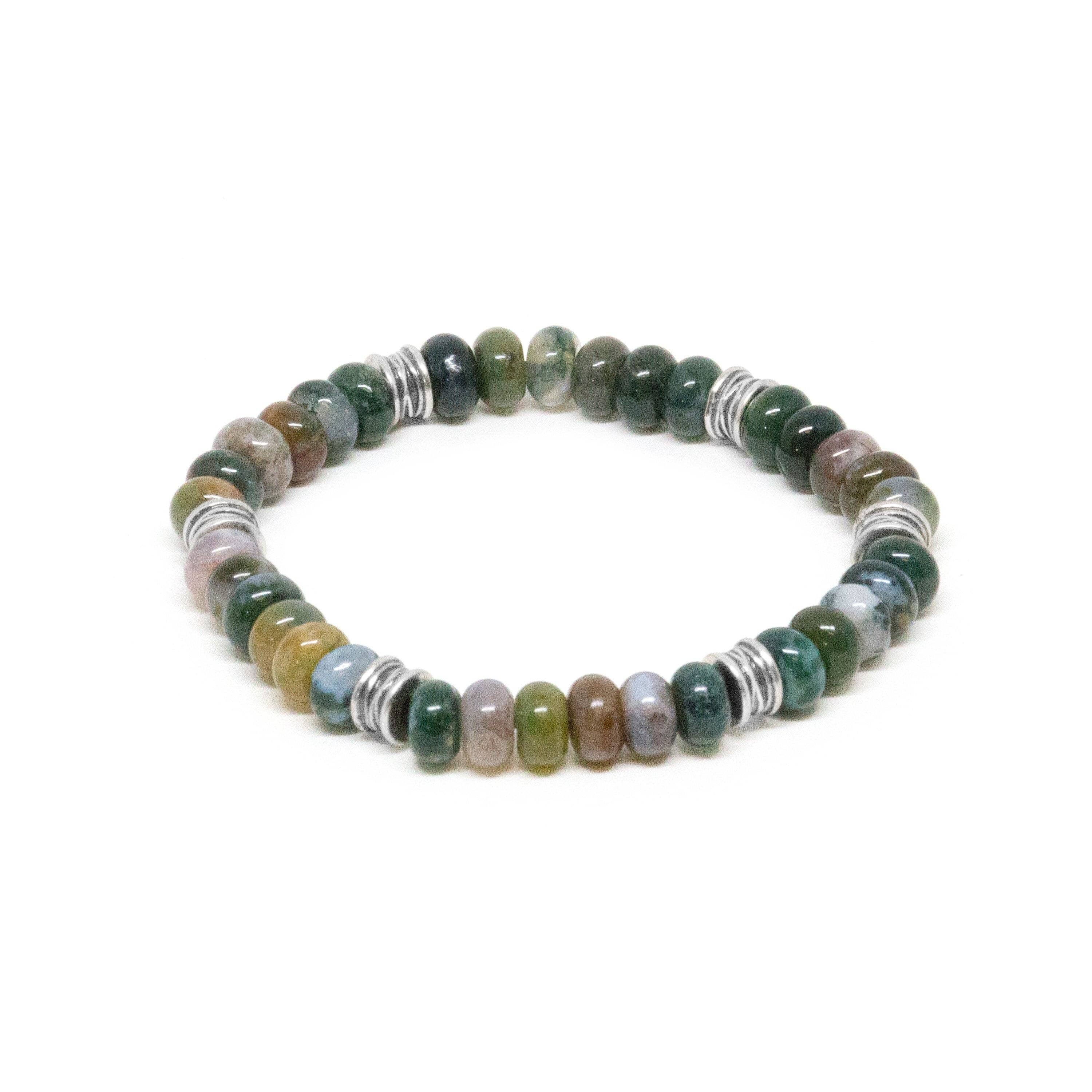 Beaded Moss Agate & SS Bracelet Bracelet Clinks Australia 