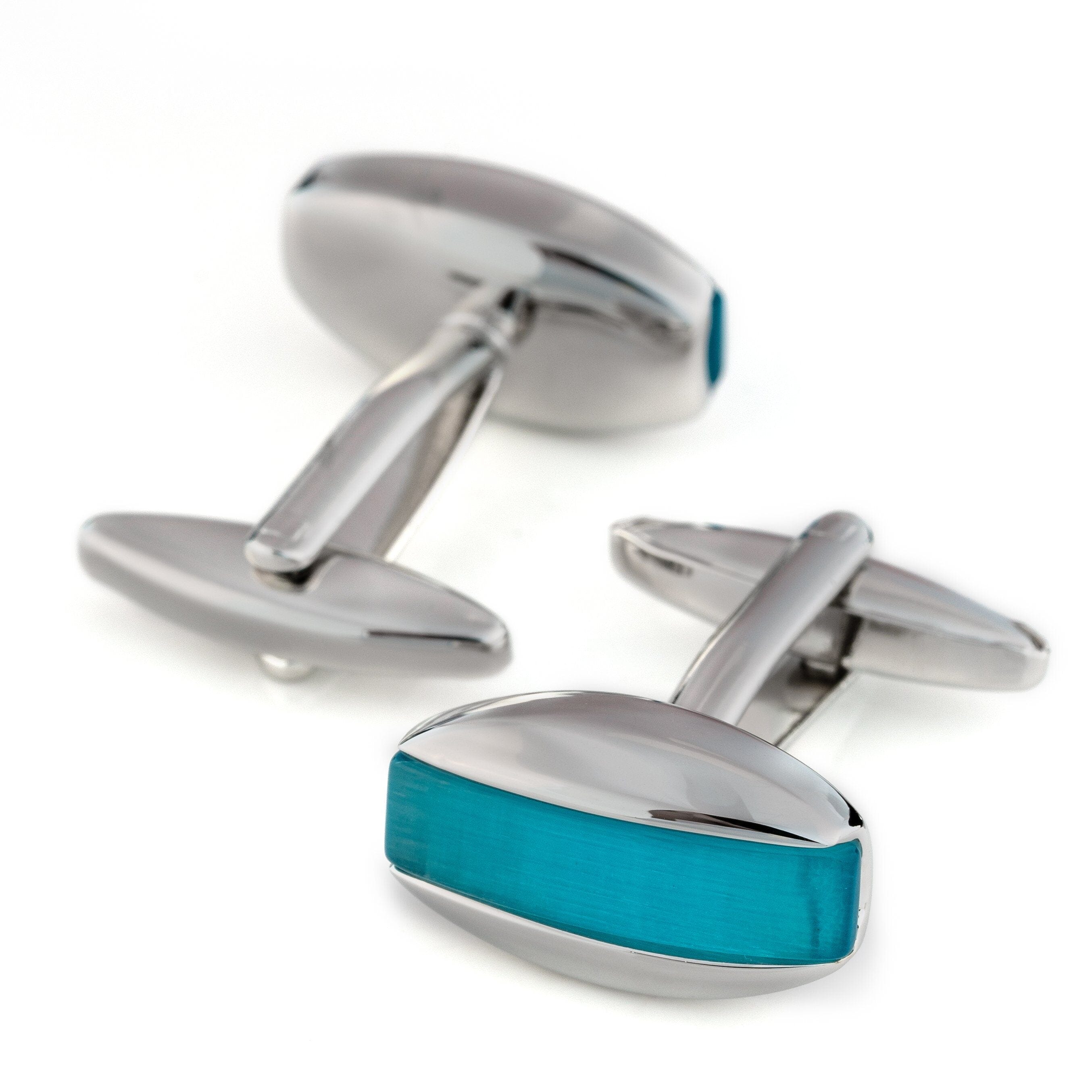 Aqua Blue Cateye Cufflinks Classic & Modern Cufflinks Clinks Australia Aqua Blue Cateye Cufflinks 