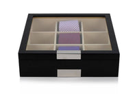 Black Wooden Tie Box for 9 Storage Boxes Clinks