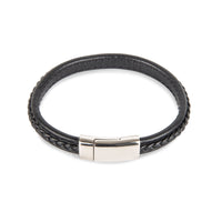 Black Leather Bracelet with SS Brick Clasp Bracelet Clinks Australia Default