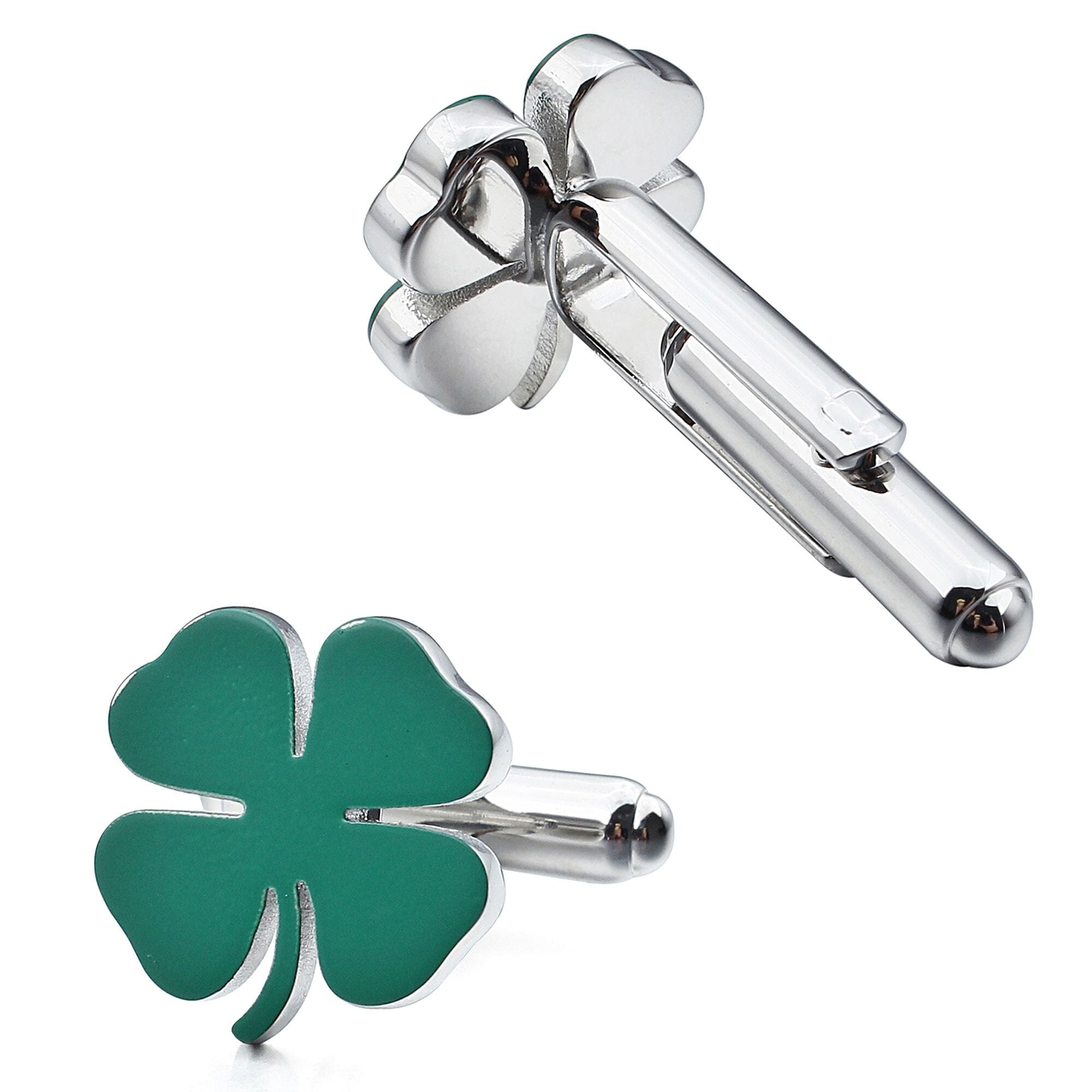 Green Lucky Four Leaf Clover Cufflinks Novelty Cufflinks Clinks Australia 
