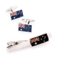 Australian Flag Cufflinks & Tie Clip Set Gift Set Clinks Australia Default