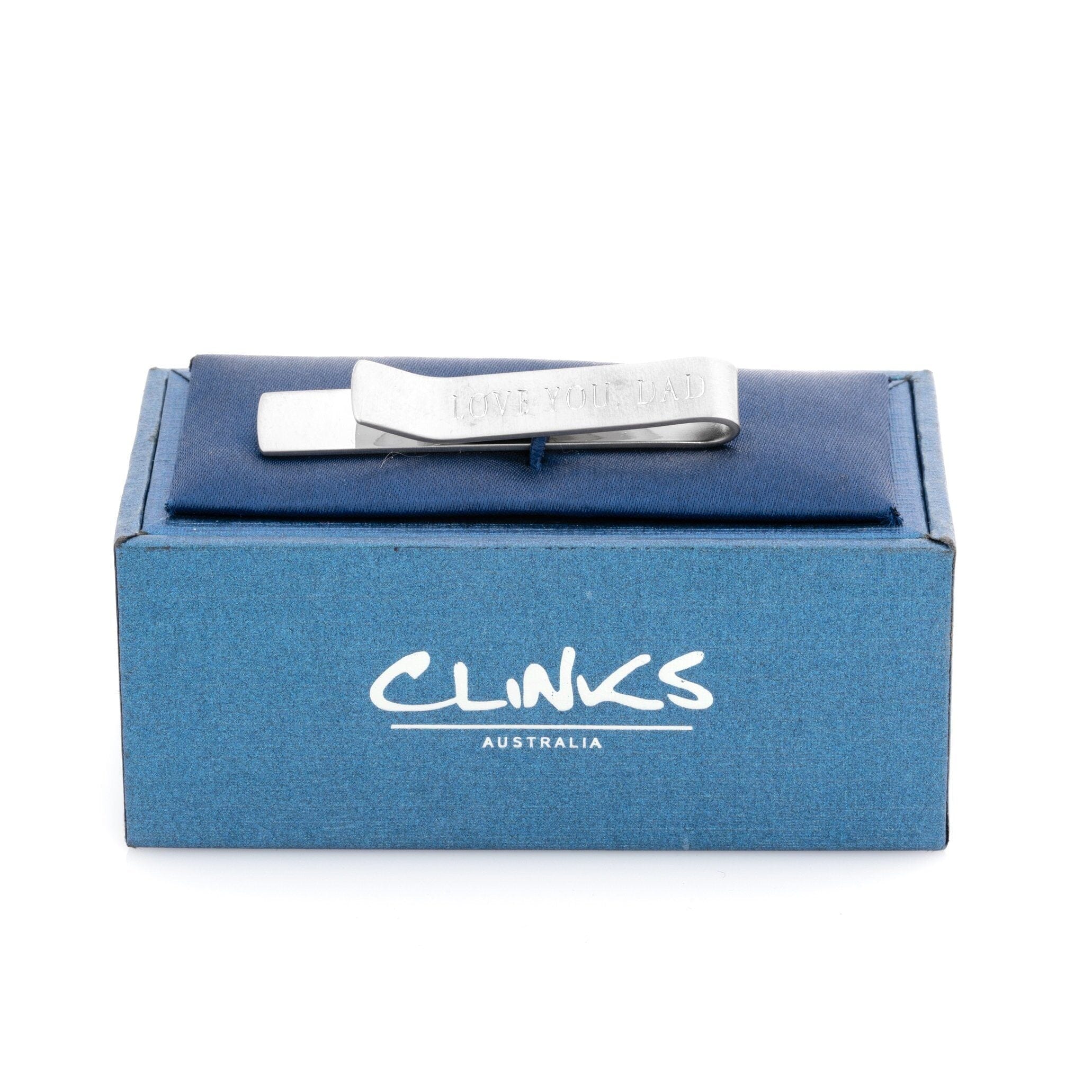 Brushed Silver "Love You, Dad" Tie Clip Tie Clips Clinks 