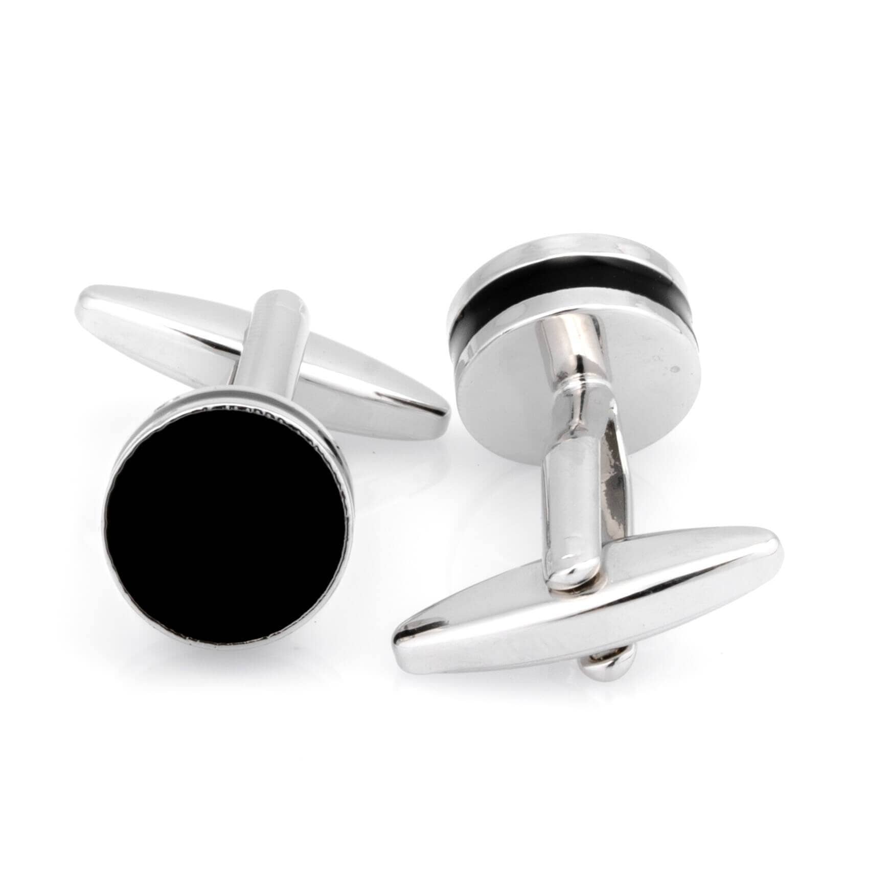 Round Black Silver II Cufflinks Classic & Modern Cufflinks Clinks Australia 
