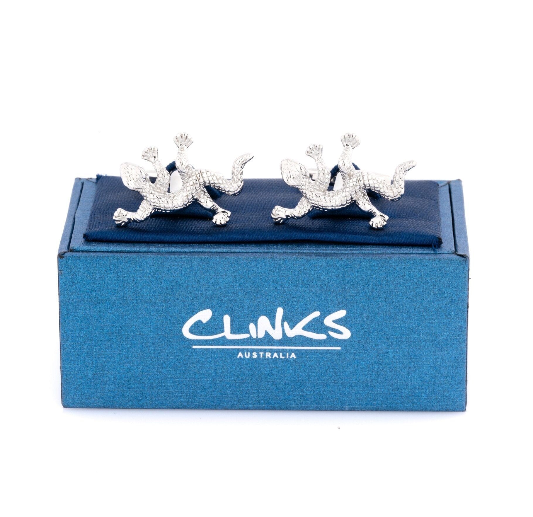 Silver Gecko Lizard Cufflinks Novelty Cufflinks Clinks Australia 