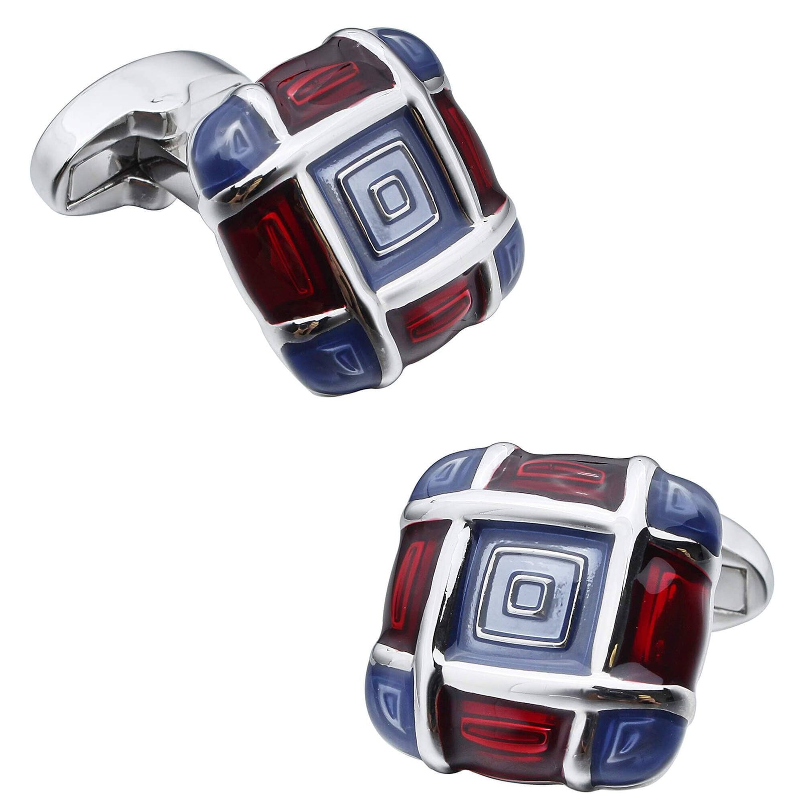 Blue and Red Enamel Squares Cufflinks Classic & Modern Cufflinks Clinks Australia 