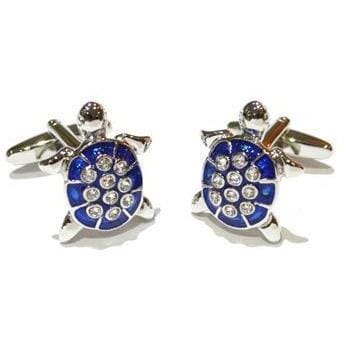 Blue and Crystal Turtle Cufflinks Novelty Cufflinks Clinks Australia Blue and Crystal Turtle Cufflinks 