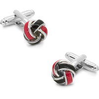 Silver Red and Black Knot Cufflinks Classic & Modern Cufflinks Clinks Australia Silver Red and Black Knot Cufflinks