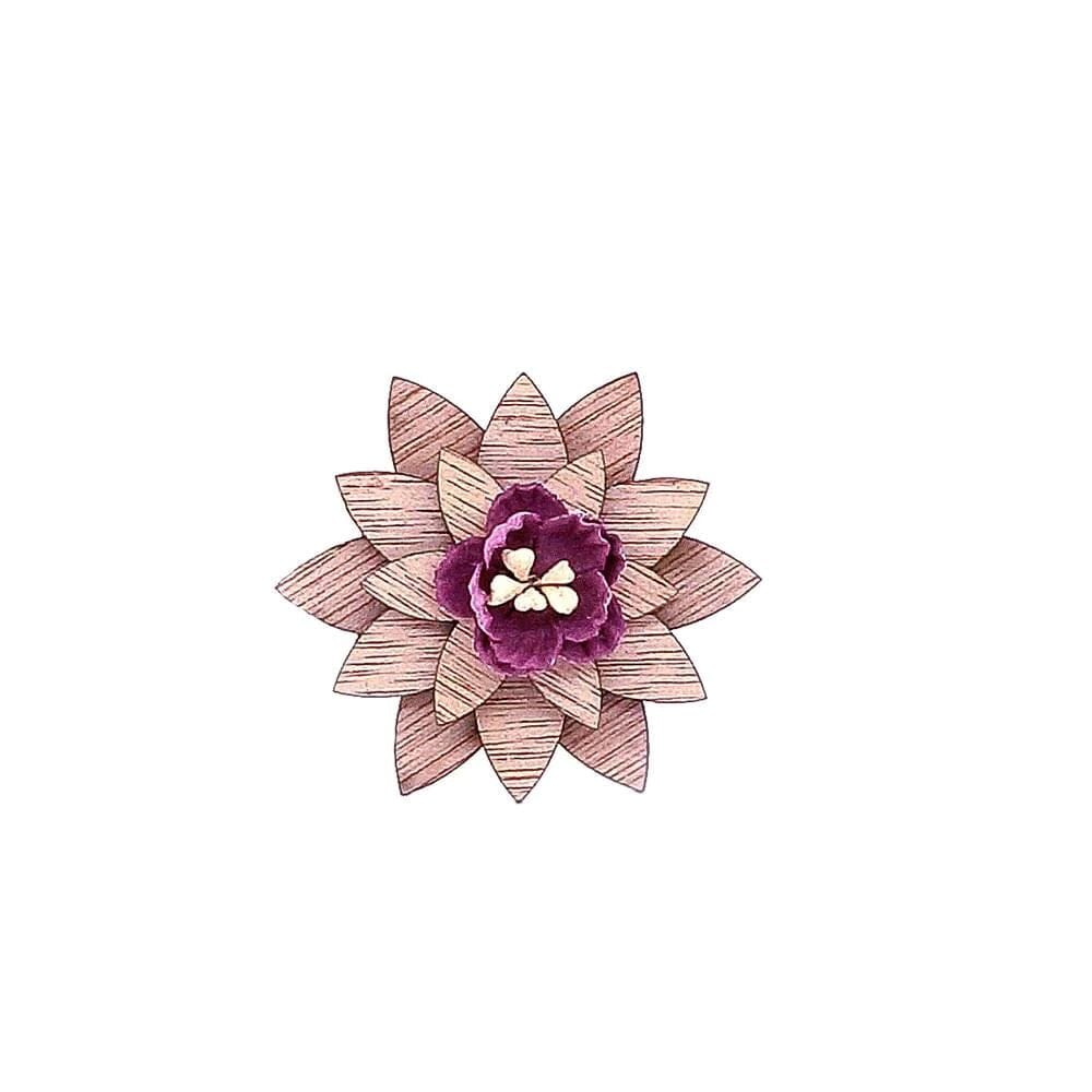 Wooden Star Pink Flower Lapel Pin Lapel Pin Clinks 
