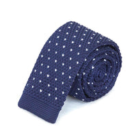 Blue and White Dot Knitted Tie Ties Cuffed.com.au