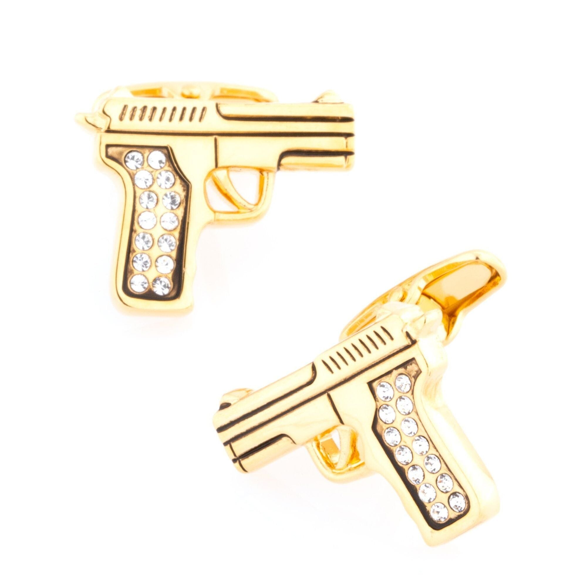 Gold Crystal 9mm Hand Gun Cufflinks Novelty Cufflinks Clinks Australia Gold Crystal 9mm Hand Gun Cufflinks 