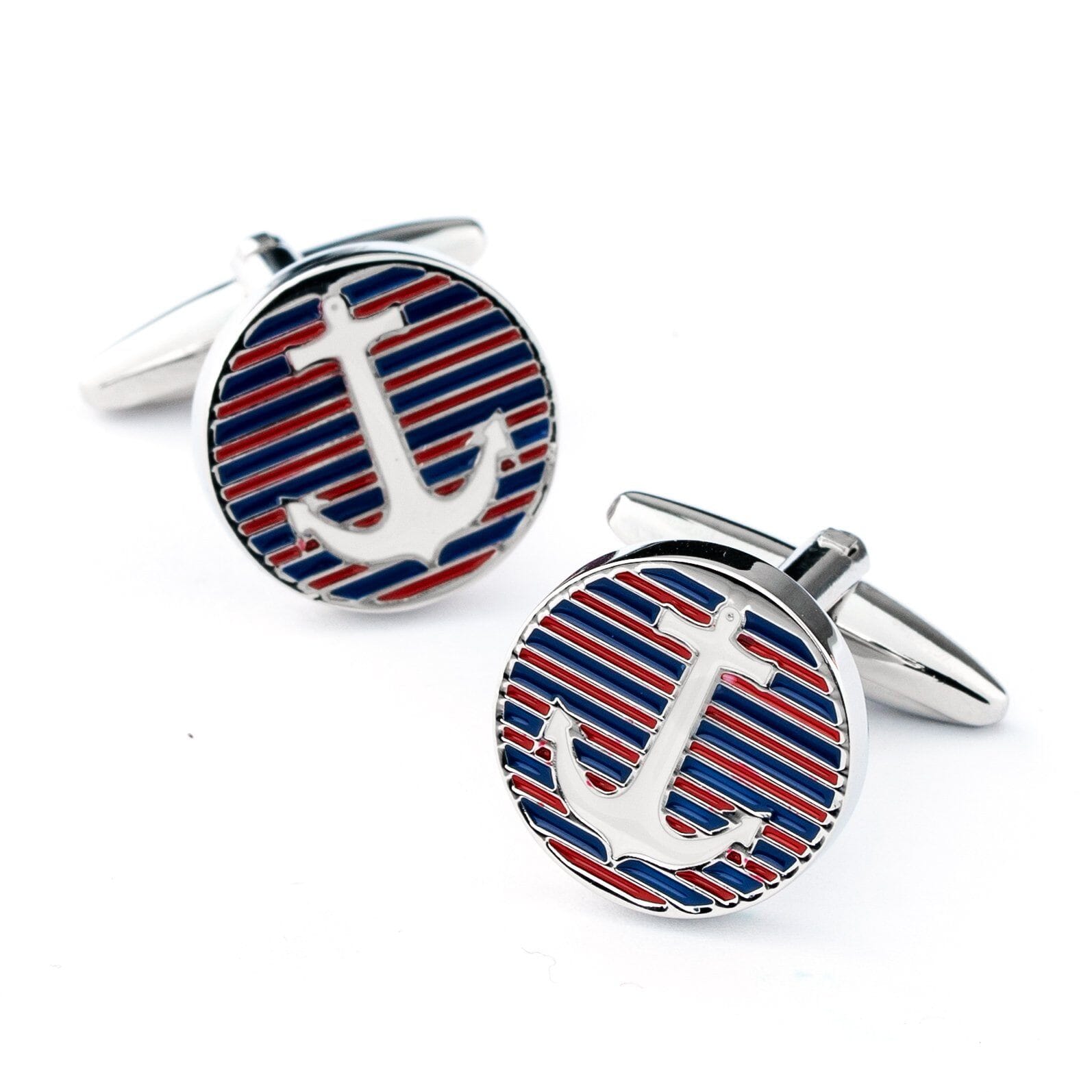 Red and Blue Stripes Anchor Cufflinks Novelty Cufflinks Clinks Australia 