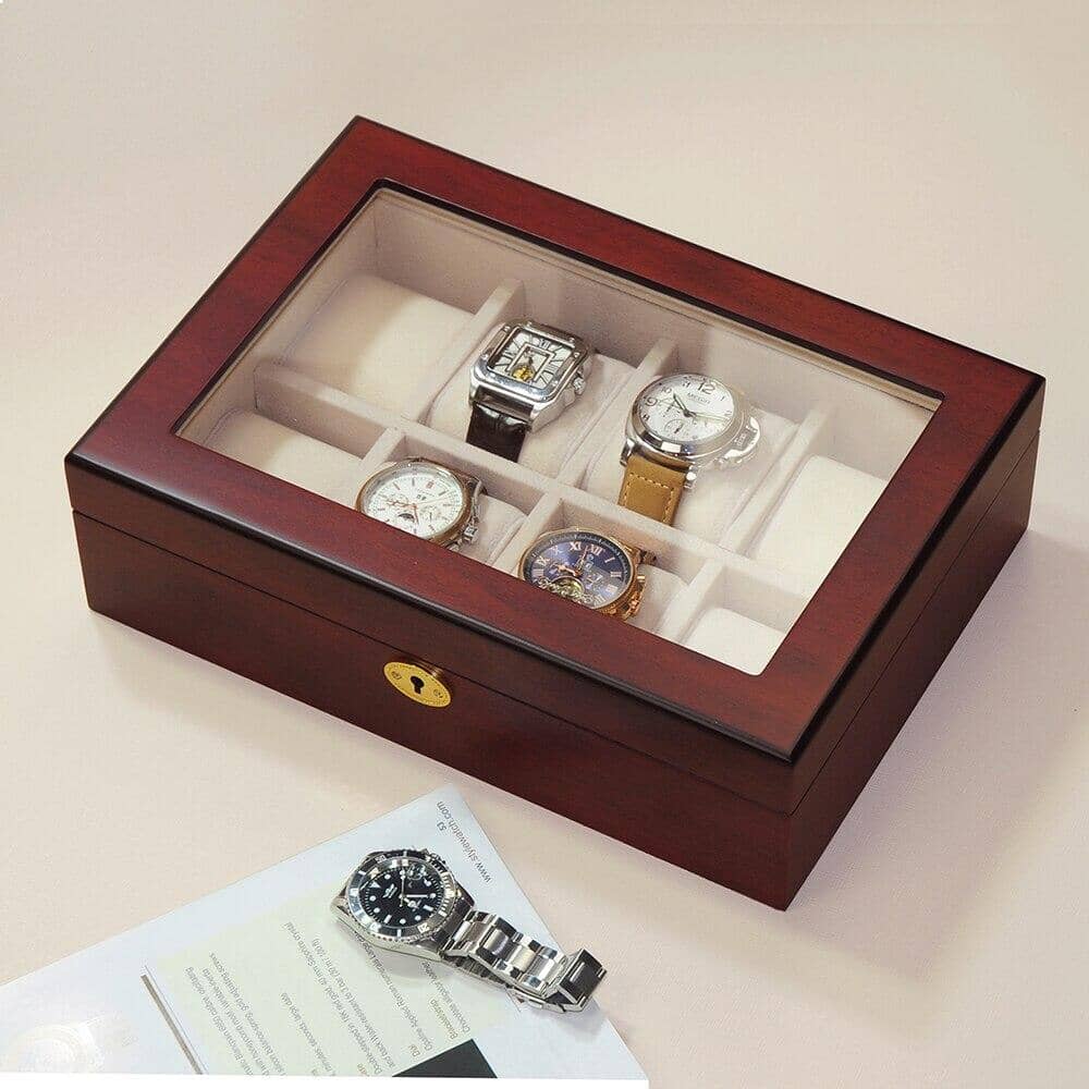 Cherry Wooden Watch Box for 8 Watches Watch Boxes Clinks 