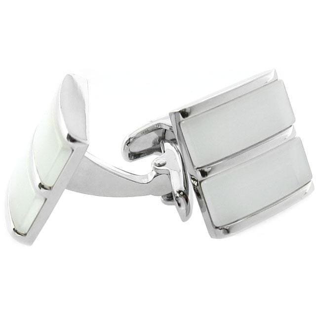 Dual White Ice Cateye Silver Cufflinks Classic & Modern Cufflinks Clinks Australia 