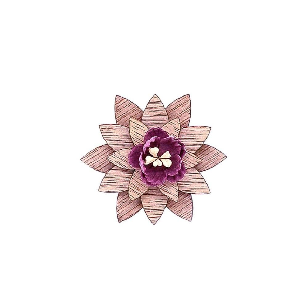 Wooden Star Pink Flower Lapel Pin Lapel Pin Clinks Default 