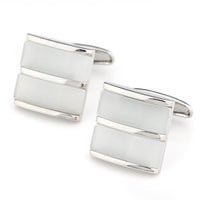 Dual White Ice Cateye Silver Cufflinks Classic & Modern Cufflinks Clinks Australia Dual White Ice Cateye Silver Cufflinks