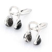 Black and Silver Headphone Cufflinks Style 2 Novelty Cufflinks Clinks Australia
