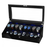 Avoca Watch Winder Box for 8 + 8 Watches in Black Watch Winder Boxes Clinks