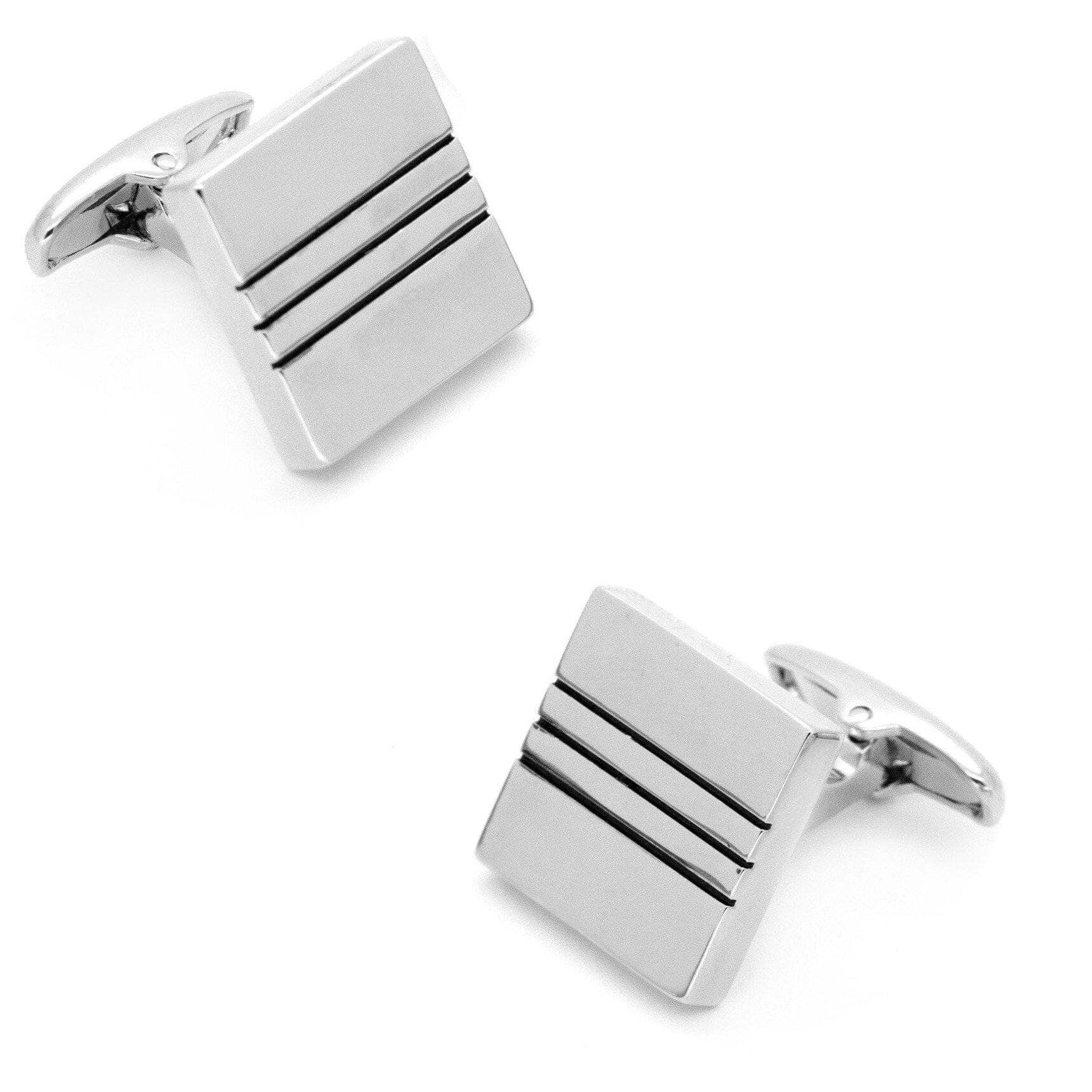 Classic Silver Black Line Cufflinks Classic & Modern Cufflinks Clinks Australia Classic Silver Black Line Cufflinks 