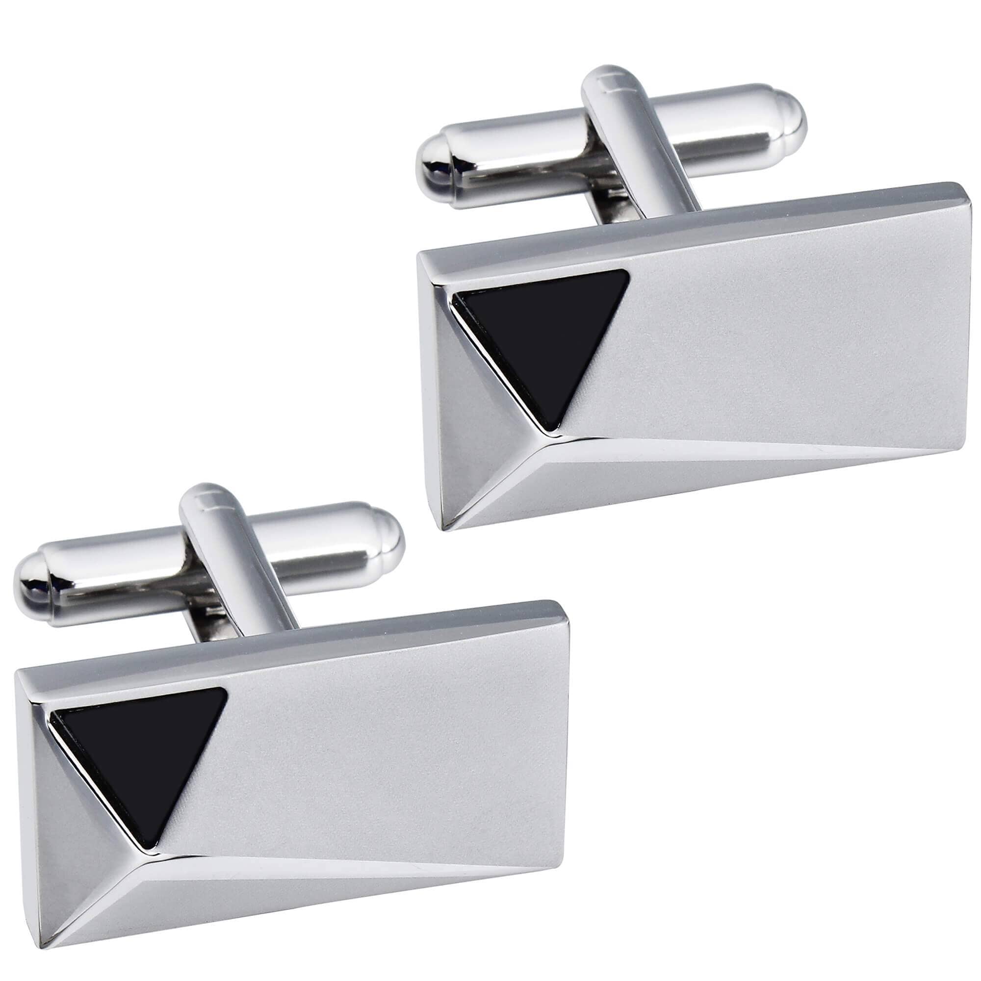 Silver Peak with Onyx Cufflinks Classic & Modern Cufflinks Clinks Australia 