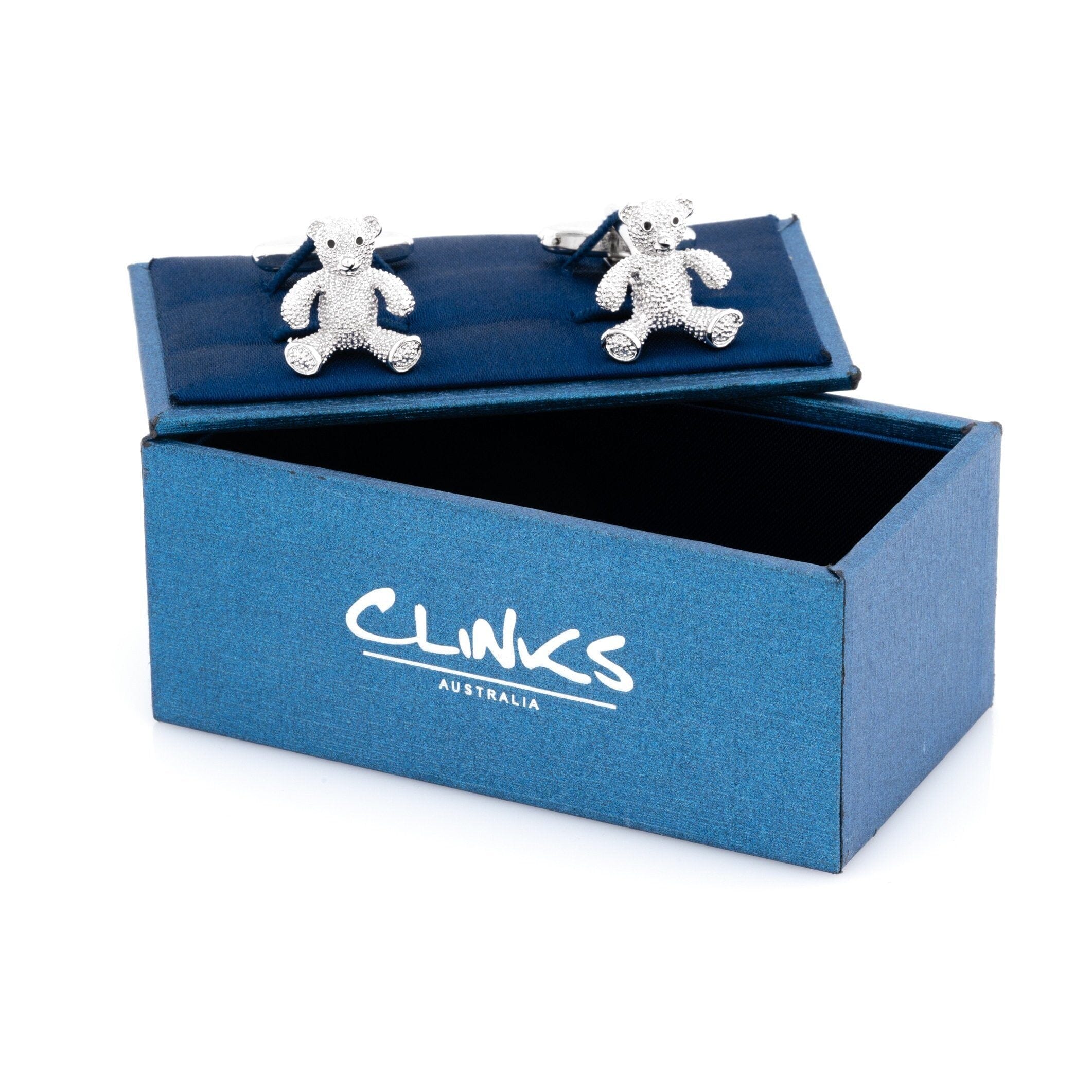 Silver Textured Teddy Bear Cufflinks Novelty Cufflinks Clinks Australia 