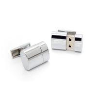 Working USB Cufflinks 32Gb Oval Flash Drive in Silver Novelty Cufflinks Clinks Australia