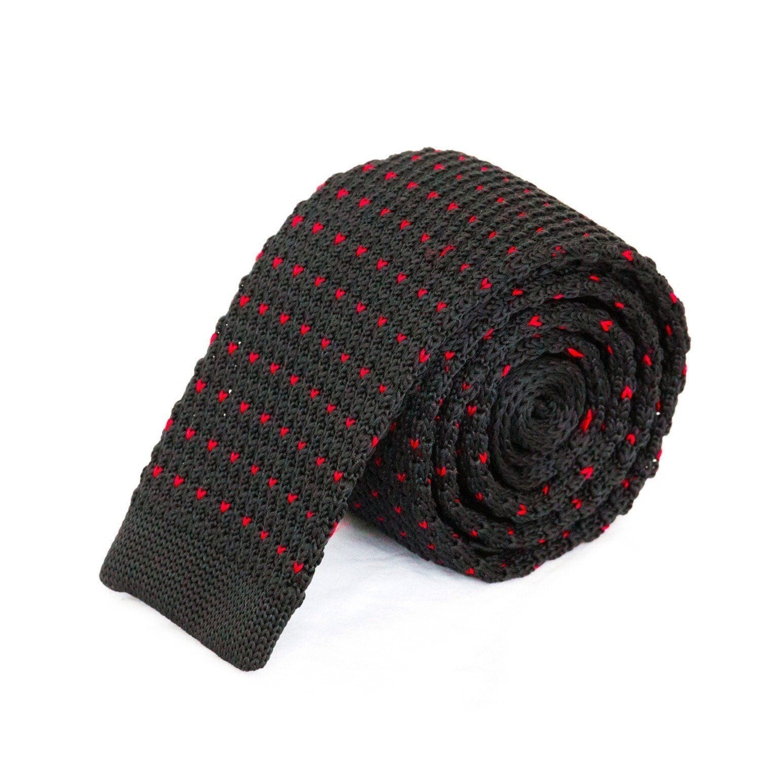Black with Red Dot Knitted Tie Ties Cuffed.com.au 