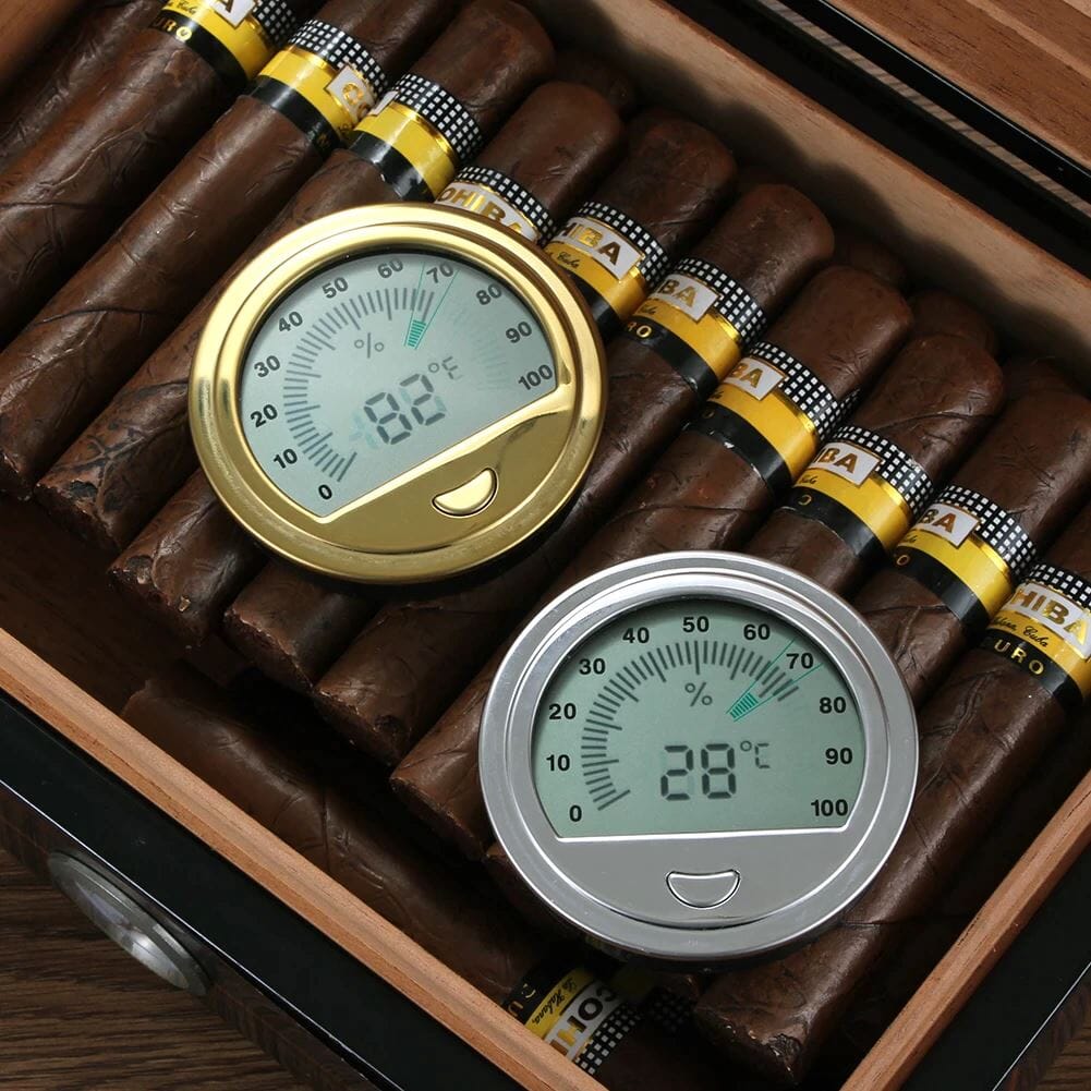 Round Digital Hygrometer Gauge in Silver for Cigars Cigar Boxes Clinks Australia 